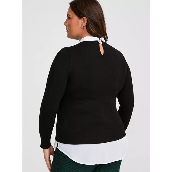 Torrid Fitted Pullover 2-Fer Sweater Black White 4 Preppy Plus 4X Career Curvy - Picture 3 of 9